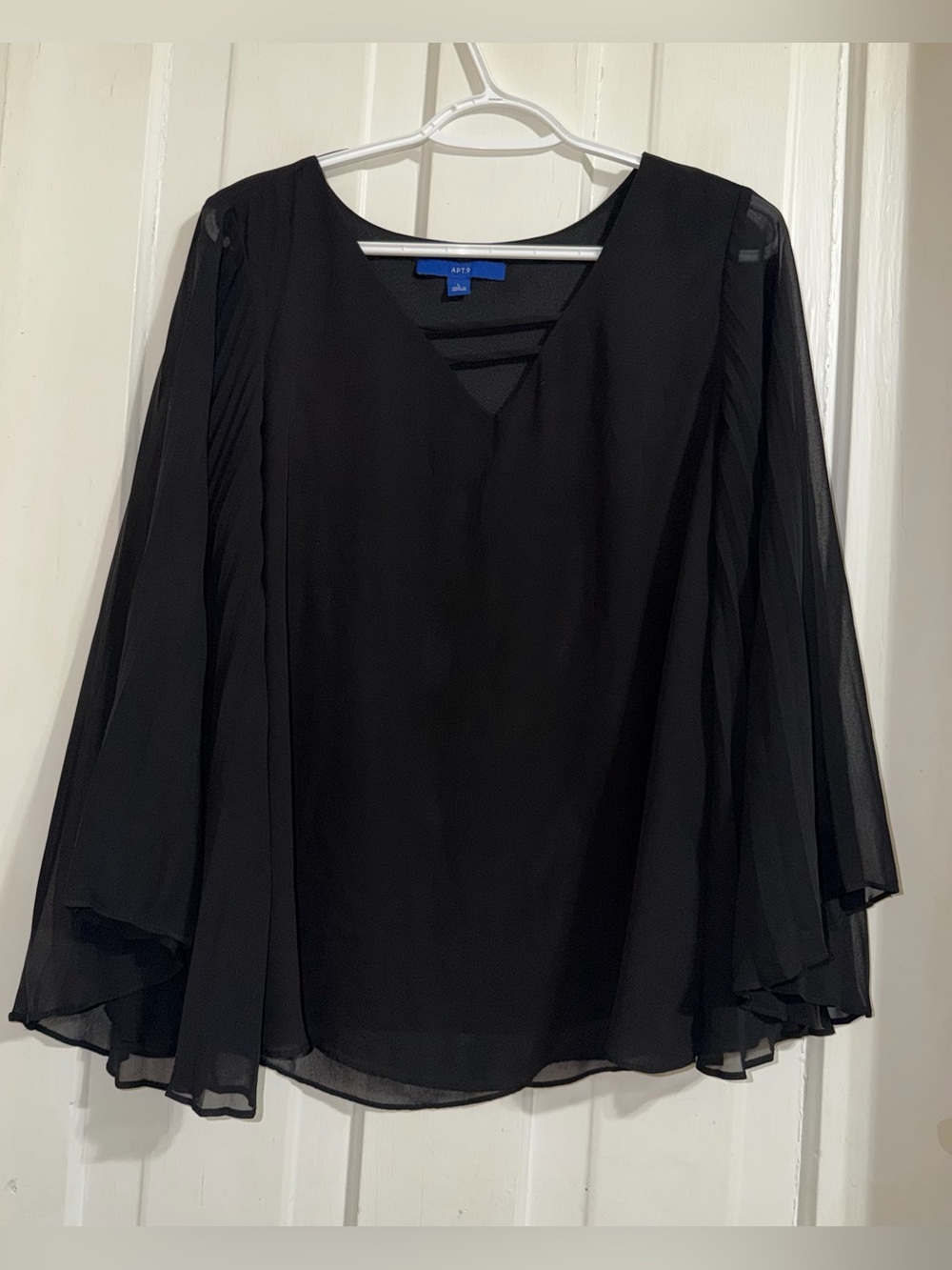 Women’s size large shirt blouse Apt. 9 Black Chiffon Bell Sleeve Blouse